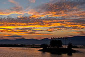 Inle Lake Myanmar. Sunset view from the resort. 